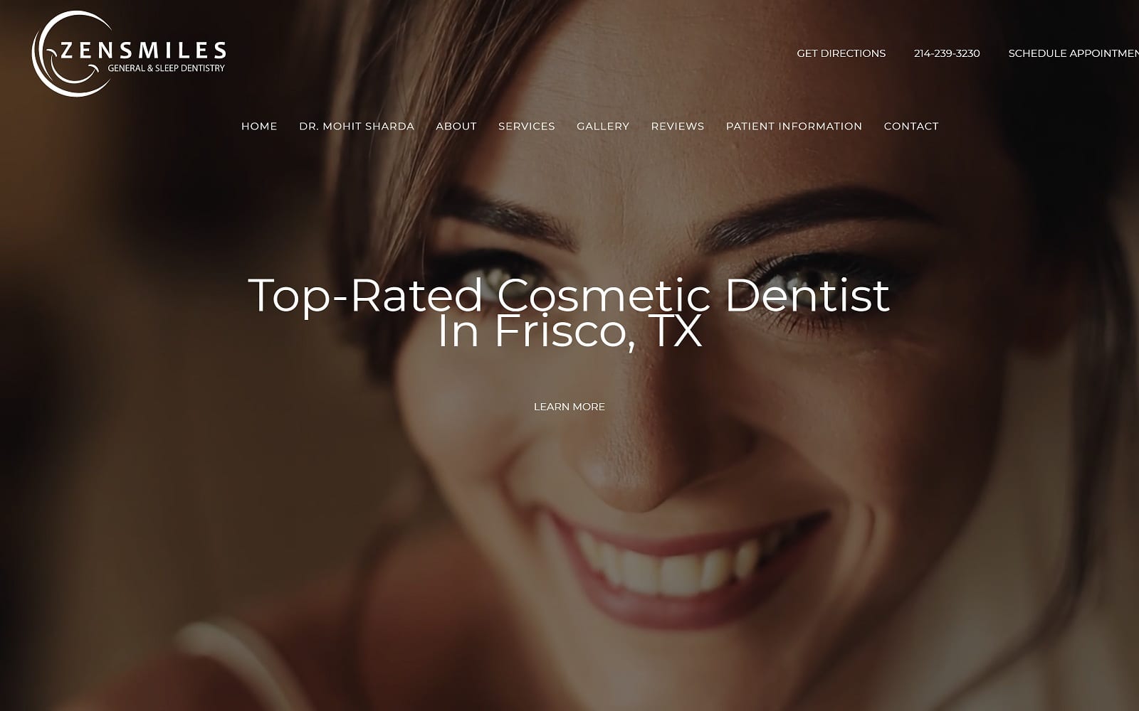 The Screenshot of Zensmiles: General & Sleep Dentistry zensmiles.com Dr. Mohit Sharda Website