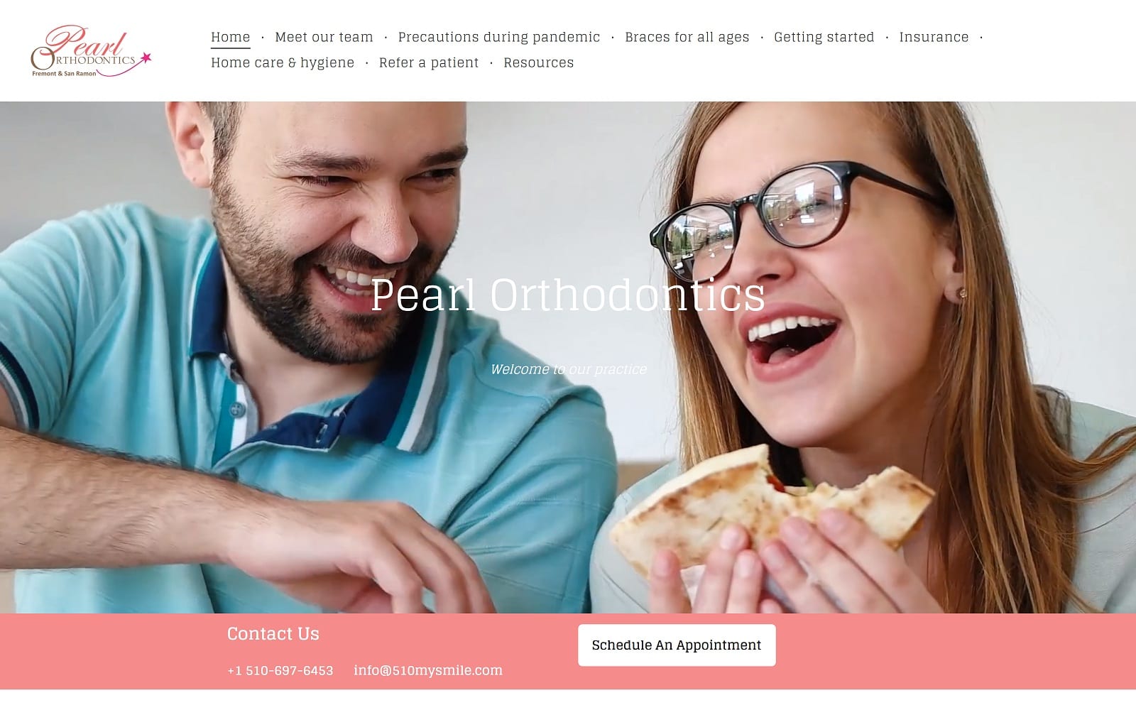 The Screenshot of Pearl Orthodontics 510mysmile.com Website