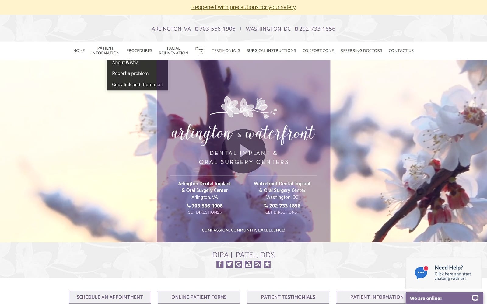 The Screenshot of Waterfront Dental Implant & Oral Surgery Center: Dipa J. Patel, DDS Website