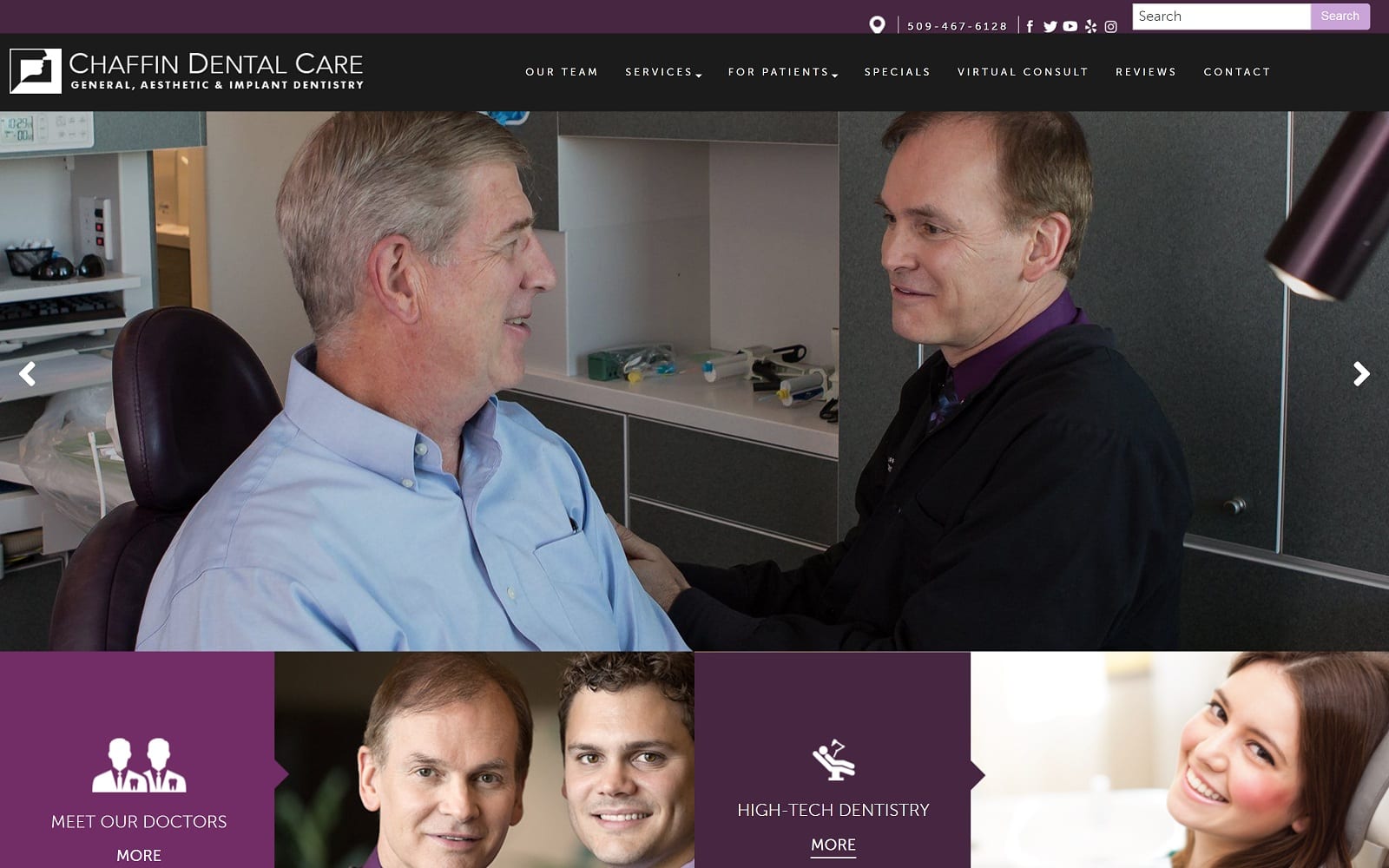 The Screenshot of Chaffin Dental Care chaffindentalcare.com Drs. Chris and Topher Chaffin Website