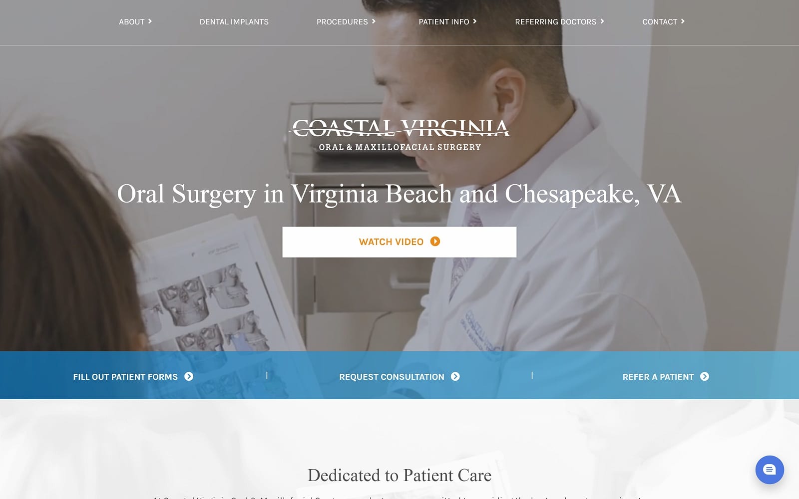 The Screenshot of Coastal Virginia Oral & Maxillofacial Surgery coastalvaomfs.com Website