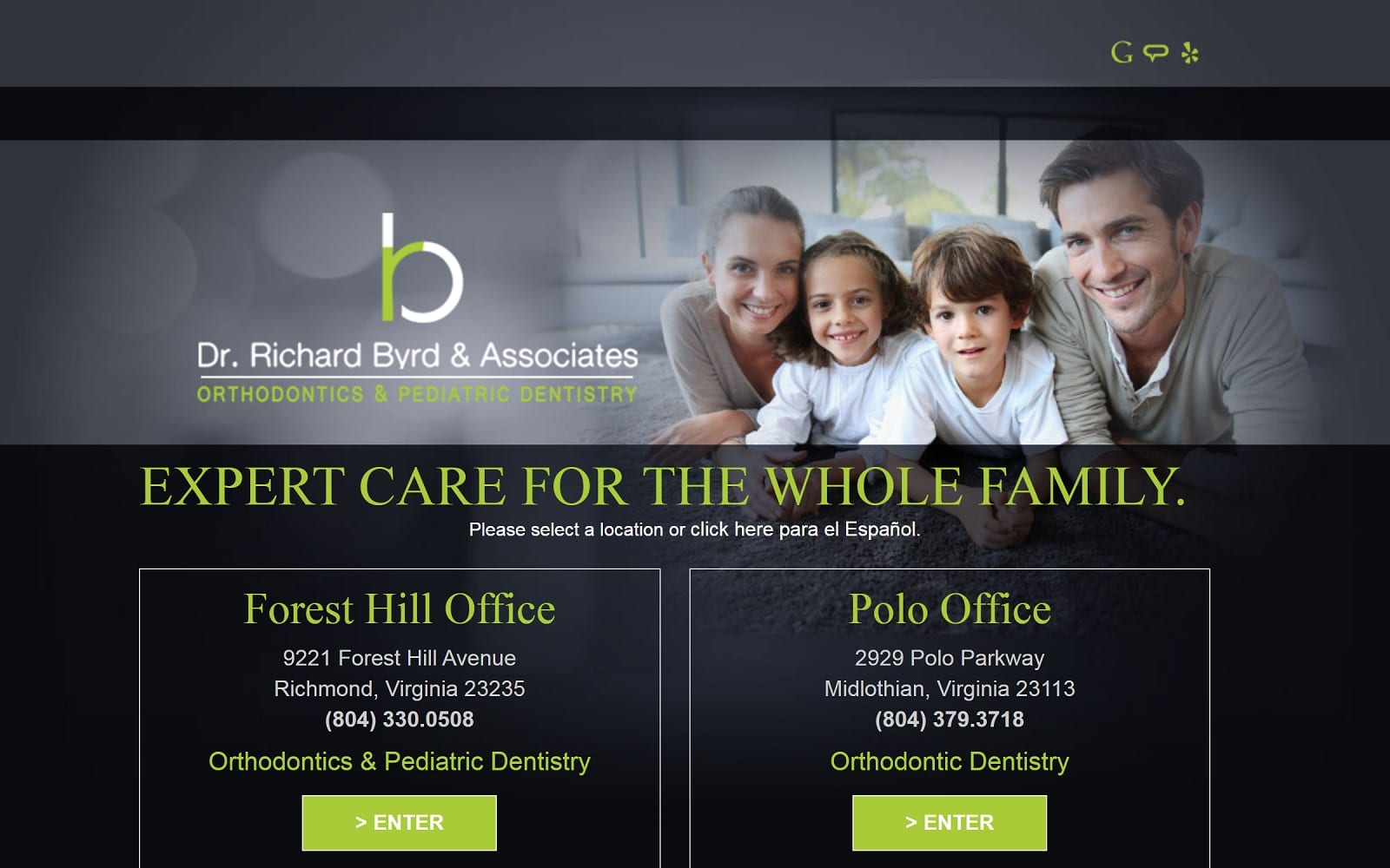 The Screenshot of Dr. Richard Byrd & Associates, Orthodontics and Pediatric Dentistry drbyrddds.com Screenshot