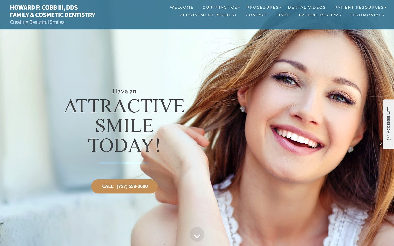 The Screenshot of Howard P. Cobb III, DDS Family & Cosmetic Dentistry howardcobbdds.com Website