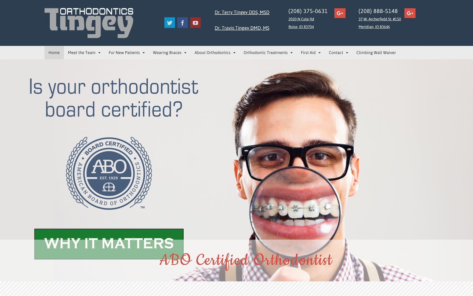 The Screenshot of Tingey Orthodontics idahoortho.com Dr. Terry Tingey Website