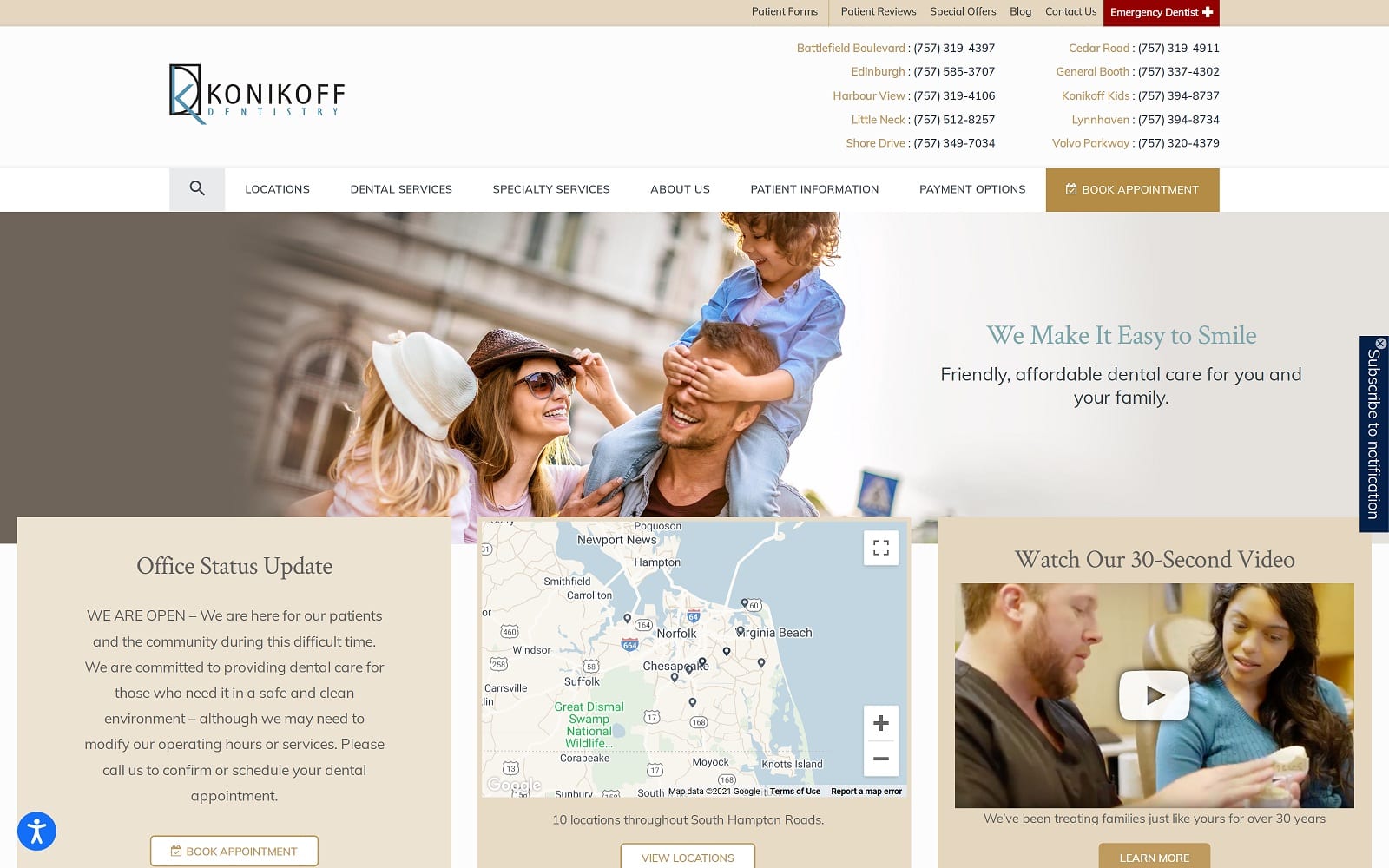 The Screenshot of Konikoff Dental Associates Battlefield Boulevard konikoffdental.com Website