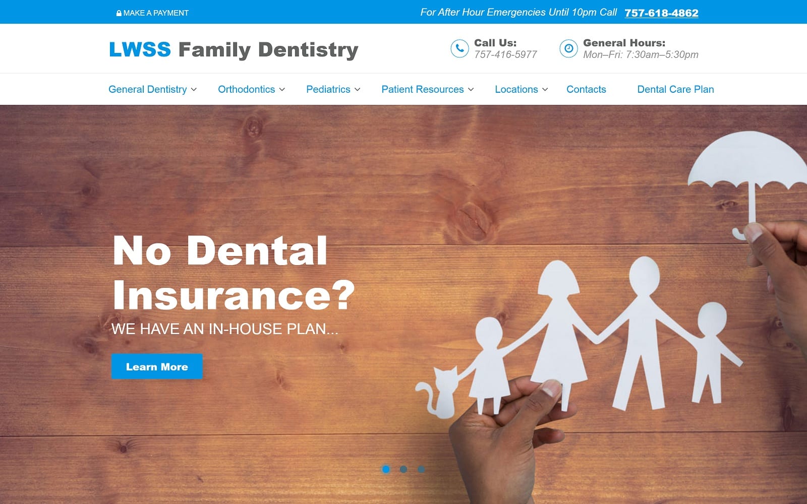 The Screenshot of LWSS Family Dentistry lwssfamilydentistry.com Website