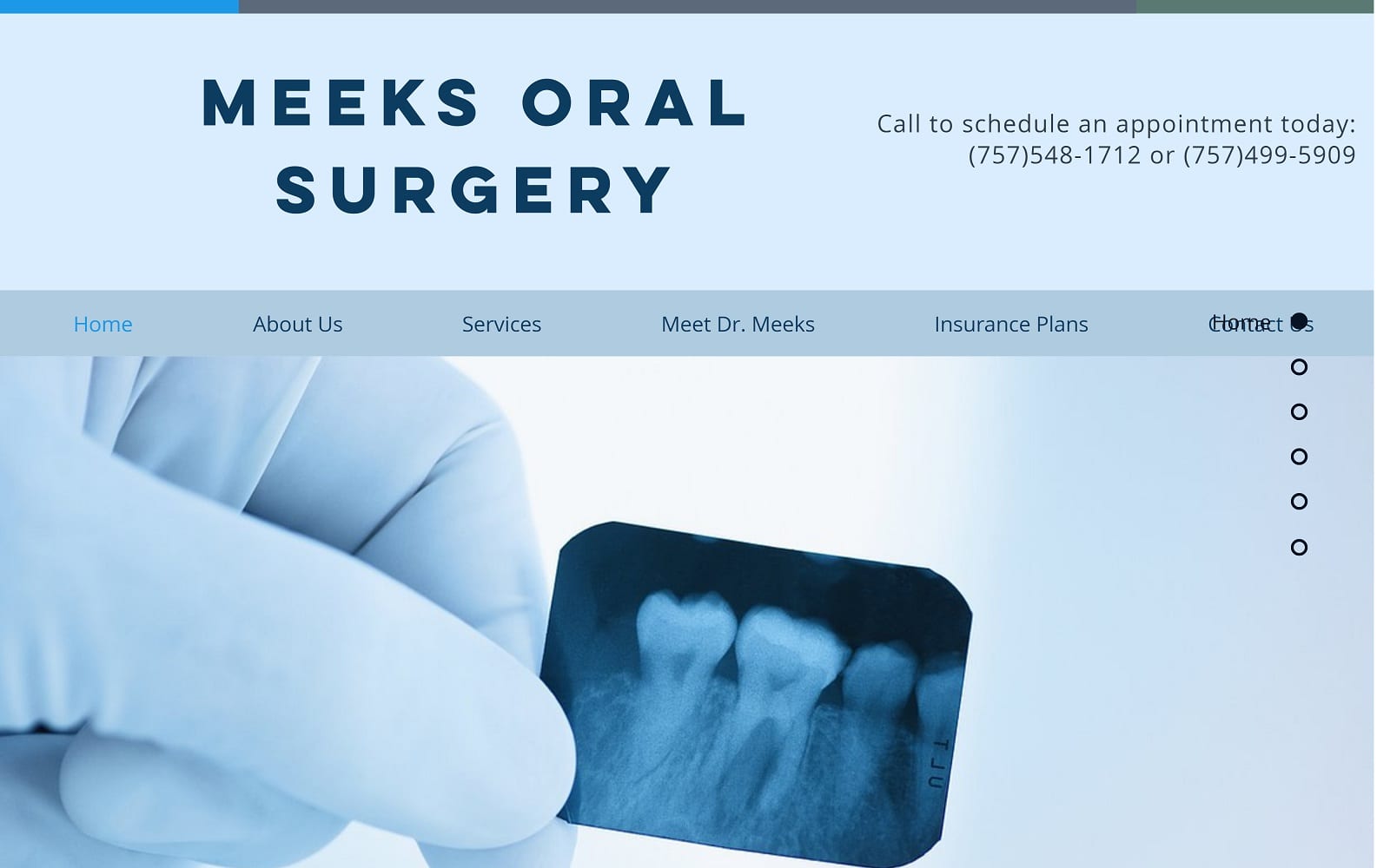 The Screenshot of Meeks Oral and Maxillofacial Surgery meeksoralsurgery.com Dr. Darrell A. Meeks Website