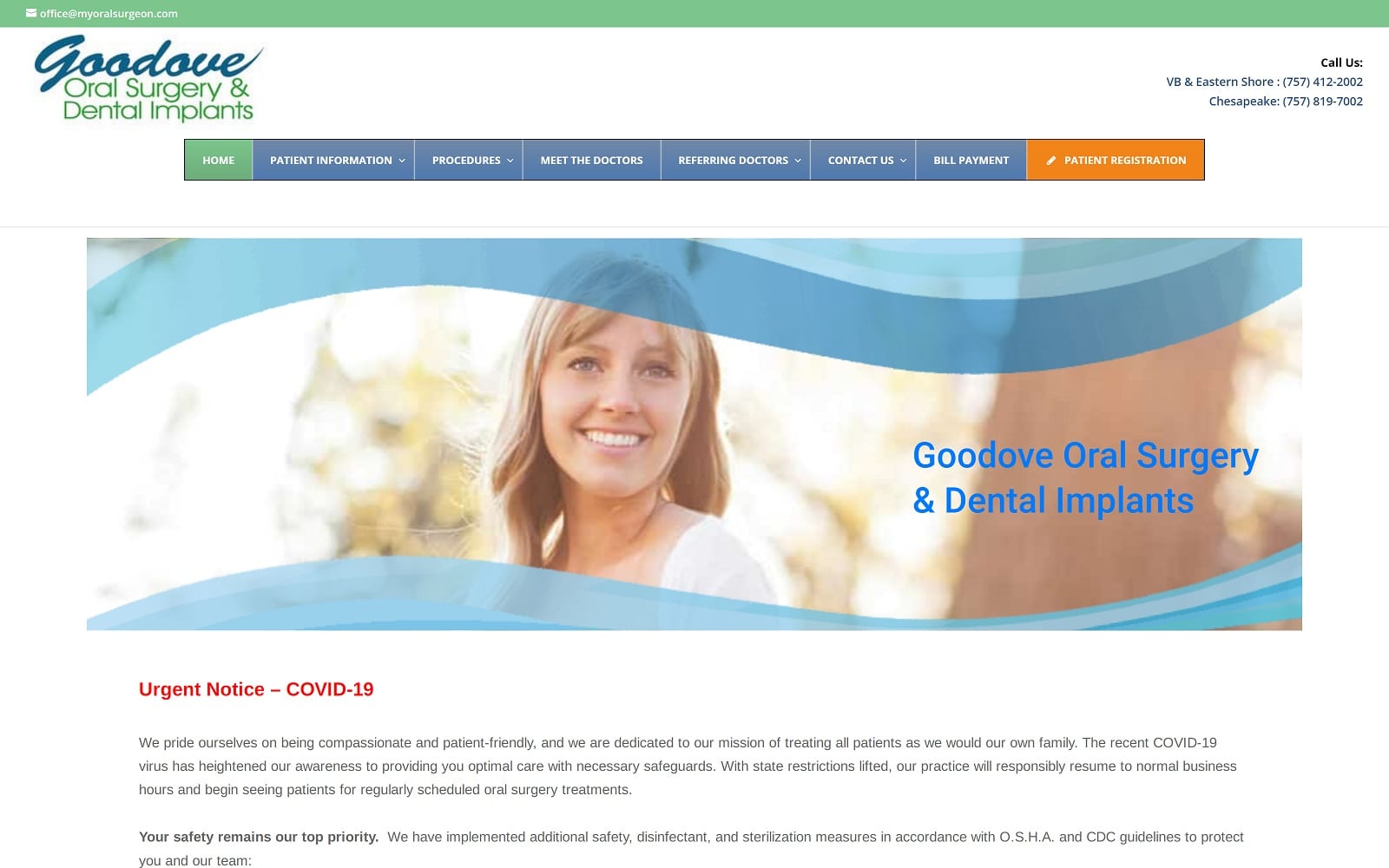The Screenshot of Goodove Oral Surgery & Dental Implants myoralsurgeon.com Website
