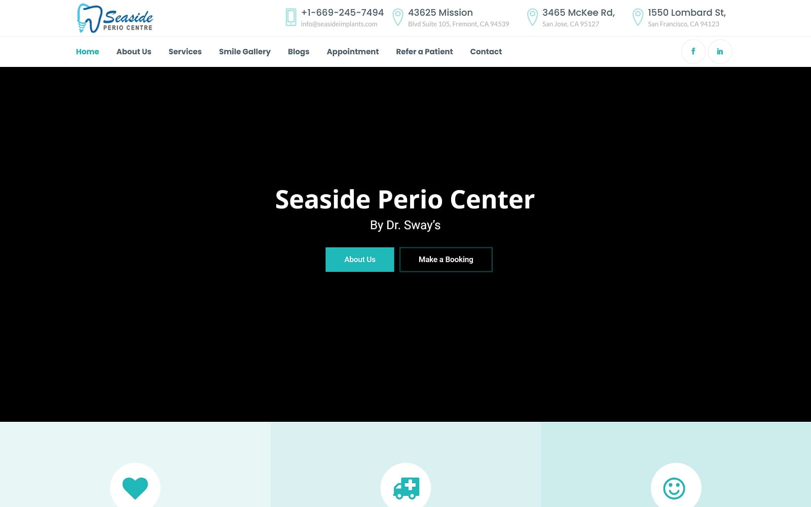 The Screenshot of Seaside Perio Centre seasideimplants.com Website
