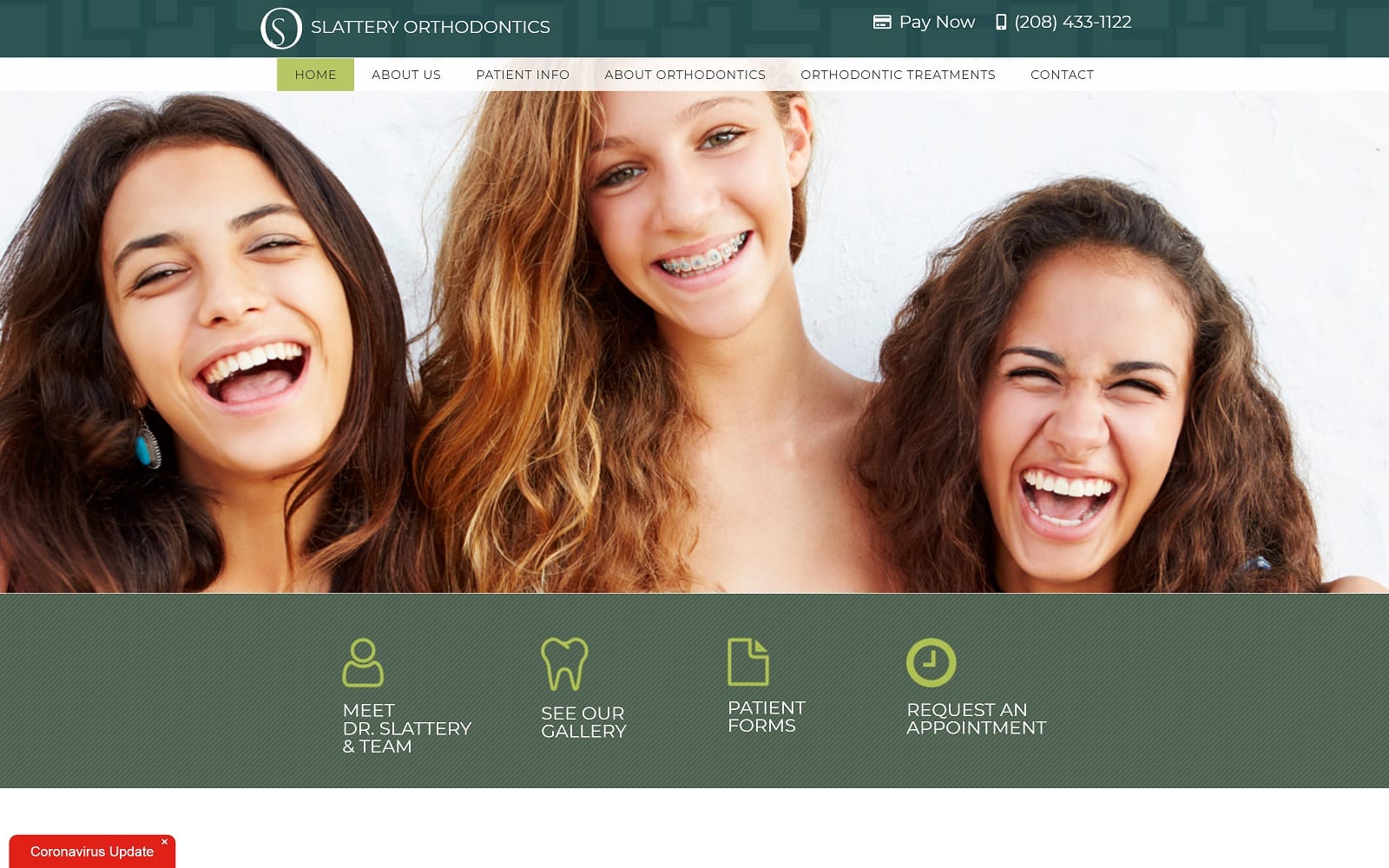 The Screenshot of Slattery Orthodontics slatteryortho.com Dr. John Slattery Website