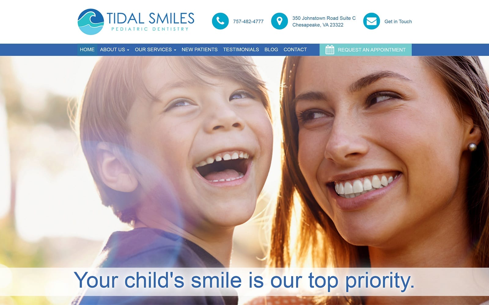 The Screenshot of Tidal Smiles Pediatric Dentistry tidalsmiles.com Dr. Luke Winter Website