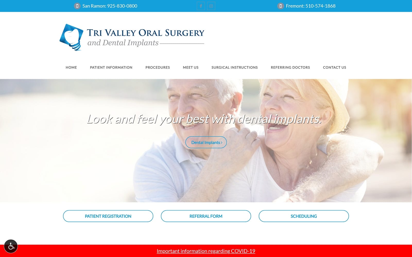 The Screenshot of Tri Valley Oral Surgery and Dental Implants trivalleyoralsurgery.com Dr. Anthony J. Rega Website
