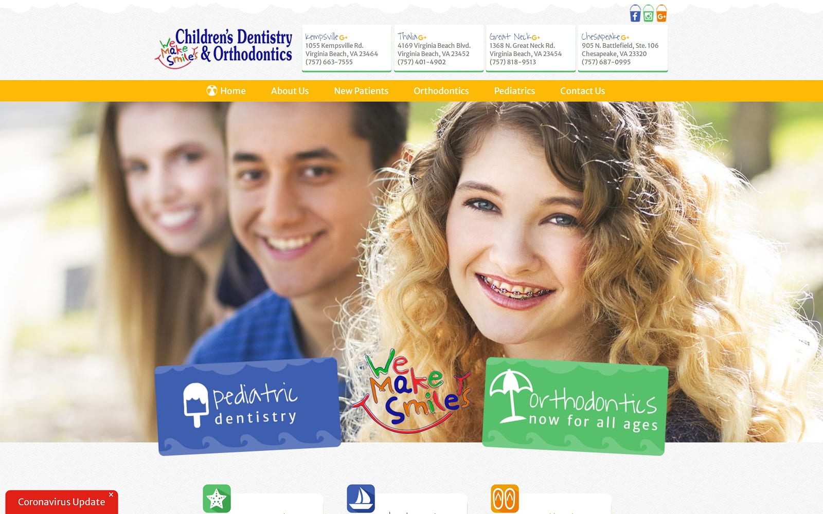 The Screenshot of Children's Dentistry & Orthodontics wemakesmilesva.com Website