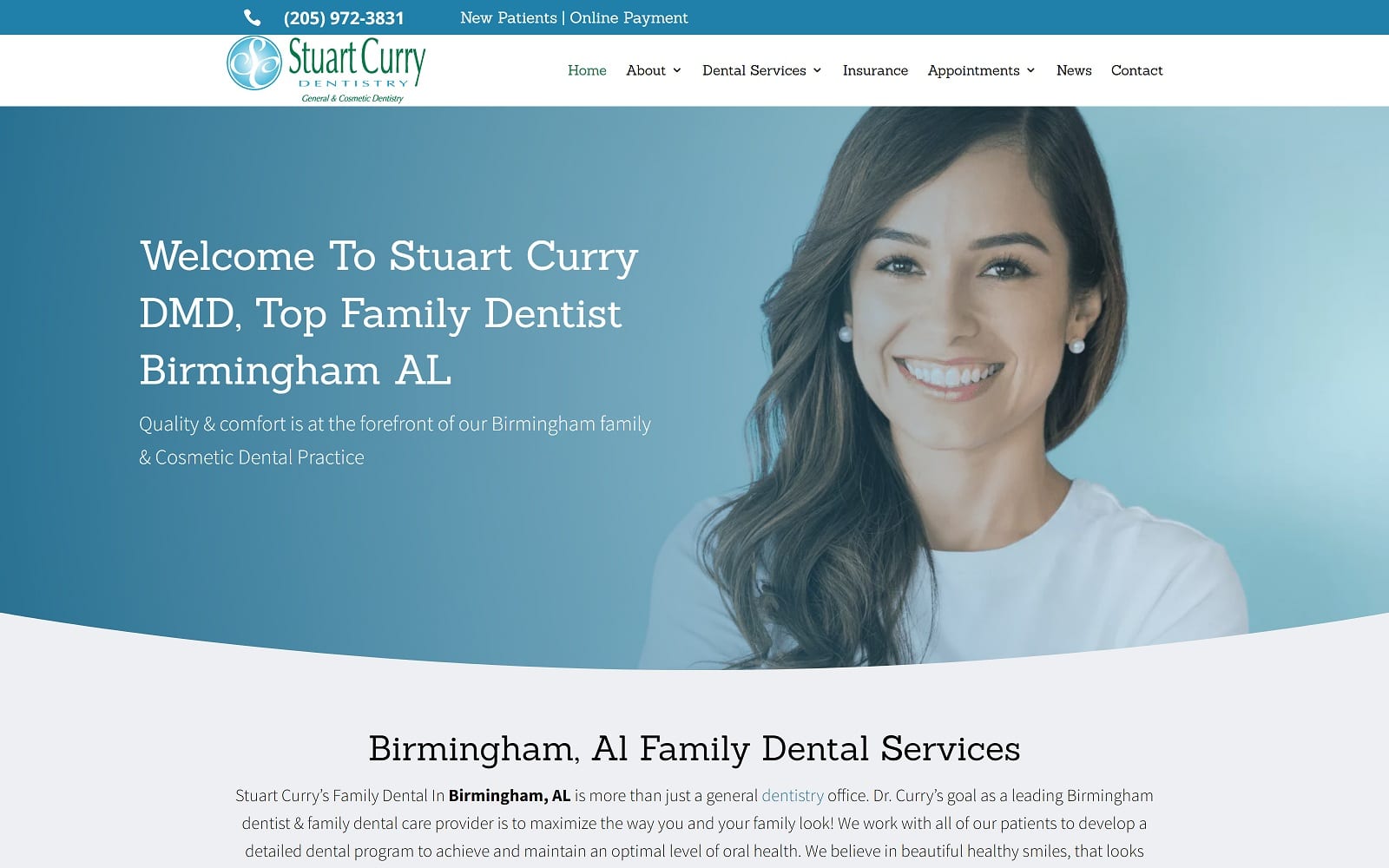 The Screenshot of Stuart Curry Dentistry Birmingham currydentistry.com Website