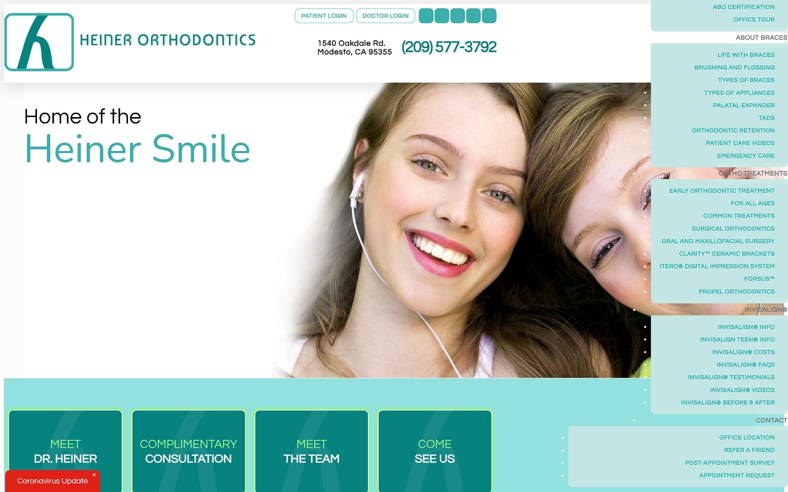 The Screenshot of Heiner Orthodontics modestoortho.com Dr. Stan Heiner Website