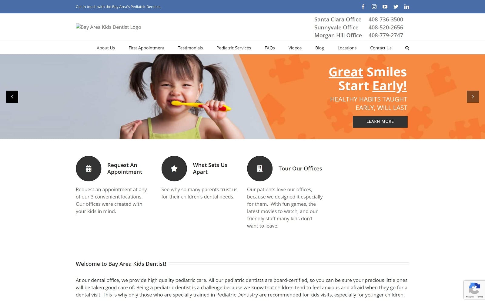 The Screenshot of Bay Area Kids Dentist bayareakidsdentist.com Website