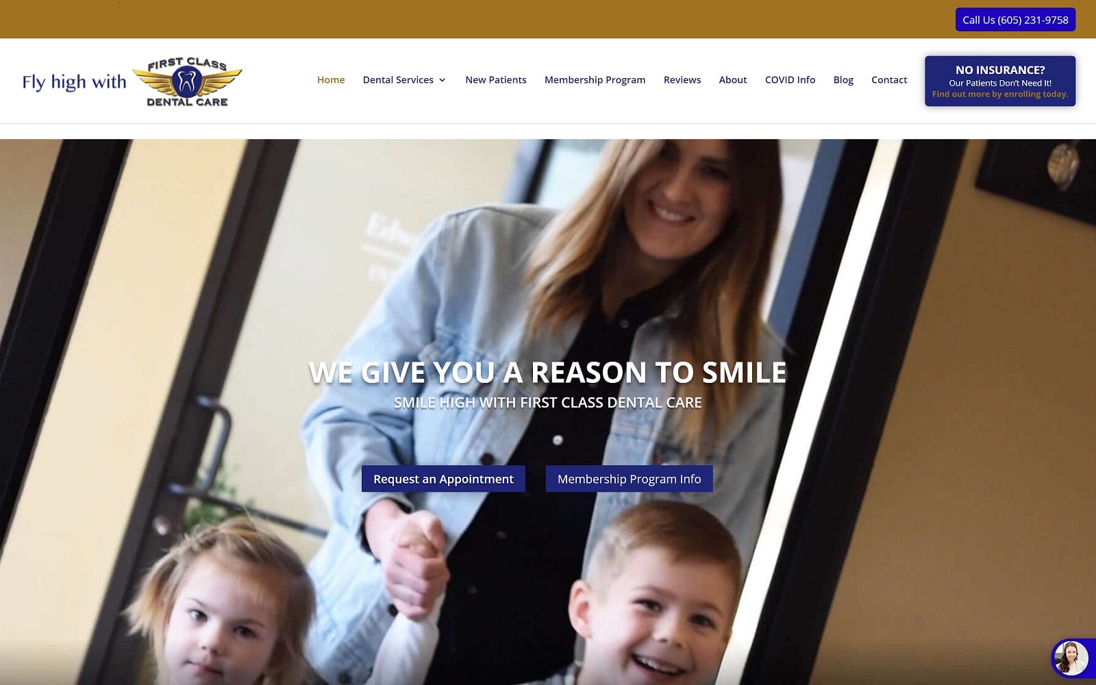 The Screenshot of First Class Dental Care firstclassdentalcare.com Dr. Zach Beecroft Website