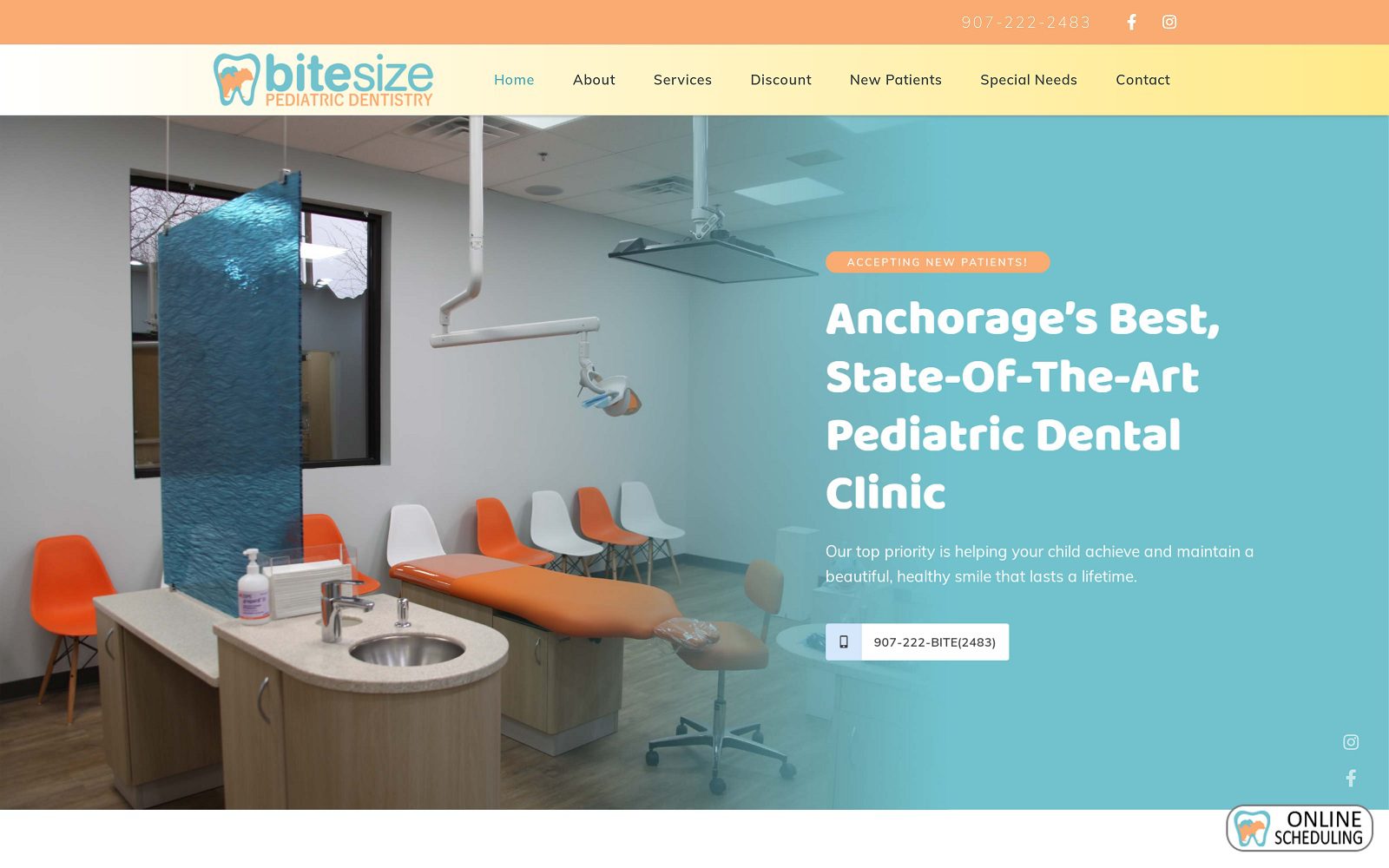 The Screenshot of Bitesize Pediatric Dentistry Website