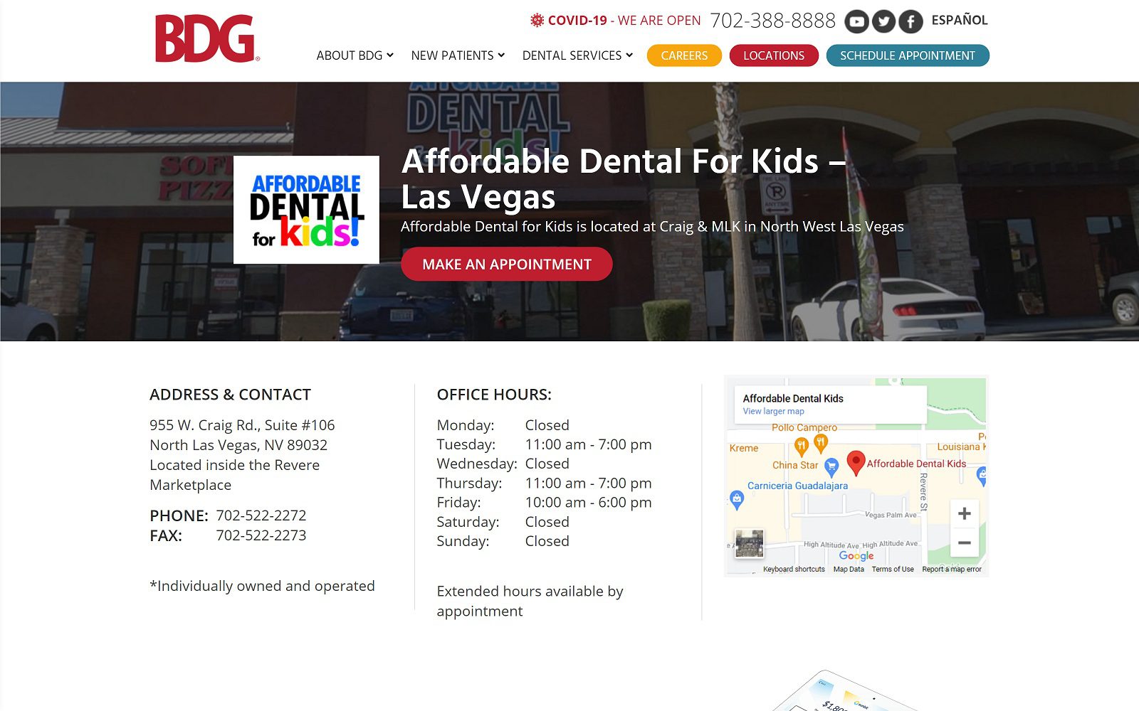 The Screenshot of Affordable Dental Kids Website