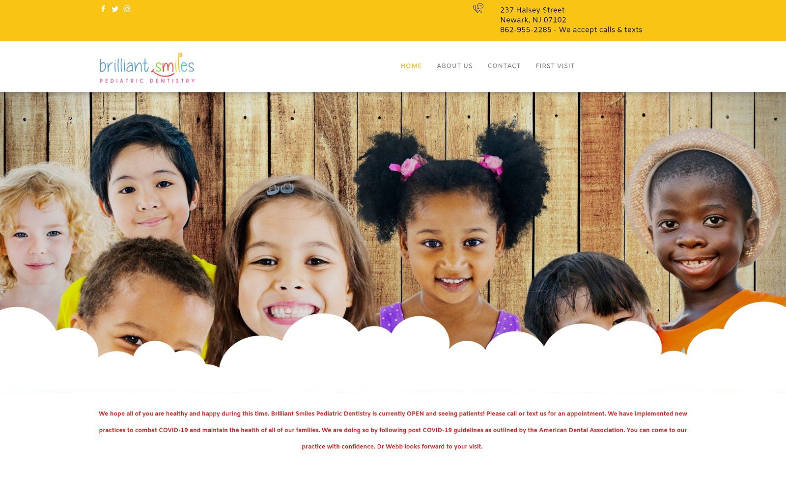 The Screenshot of Brilliant Smiles Pediatric Dentistry Website