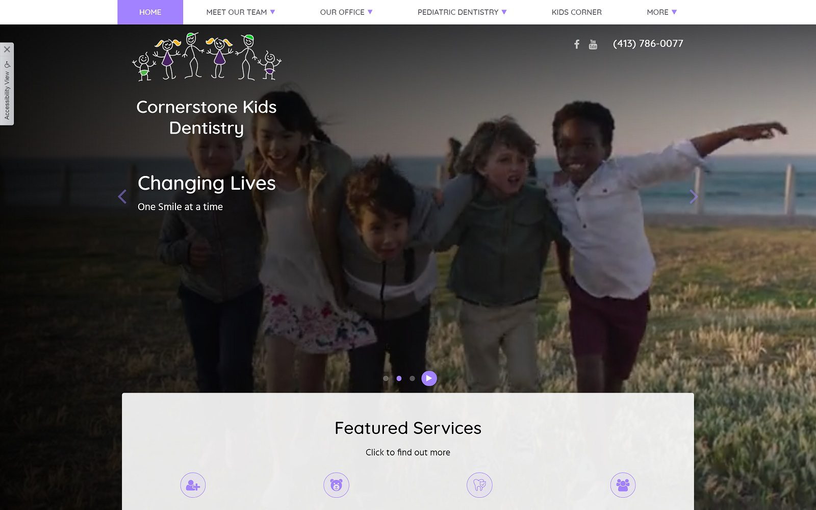 The Screenshot of Cornerstone Kids Dentistry cornerstonekidsdentistry.com Website