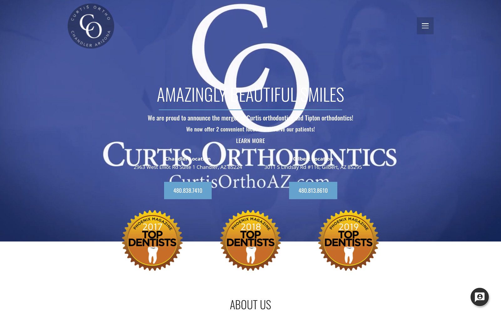 The Screenshot of Curtis Orthodontics Website