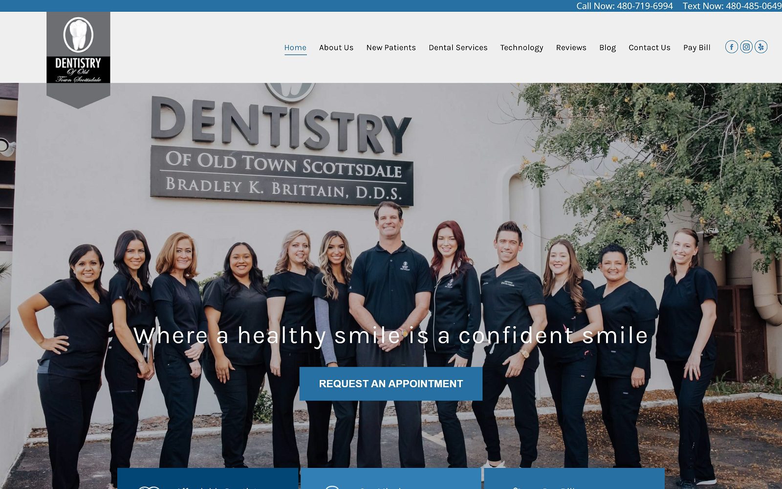 The Screenshot of Dentistry of Old Town Scottsdale Dr. Bradley K. Brittain Website