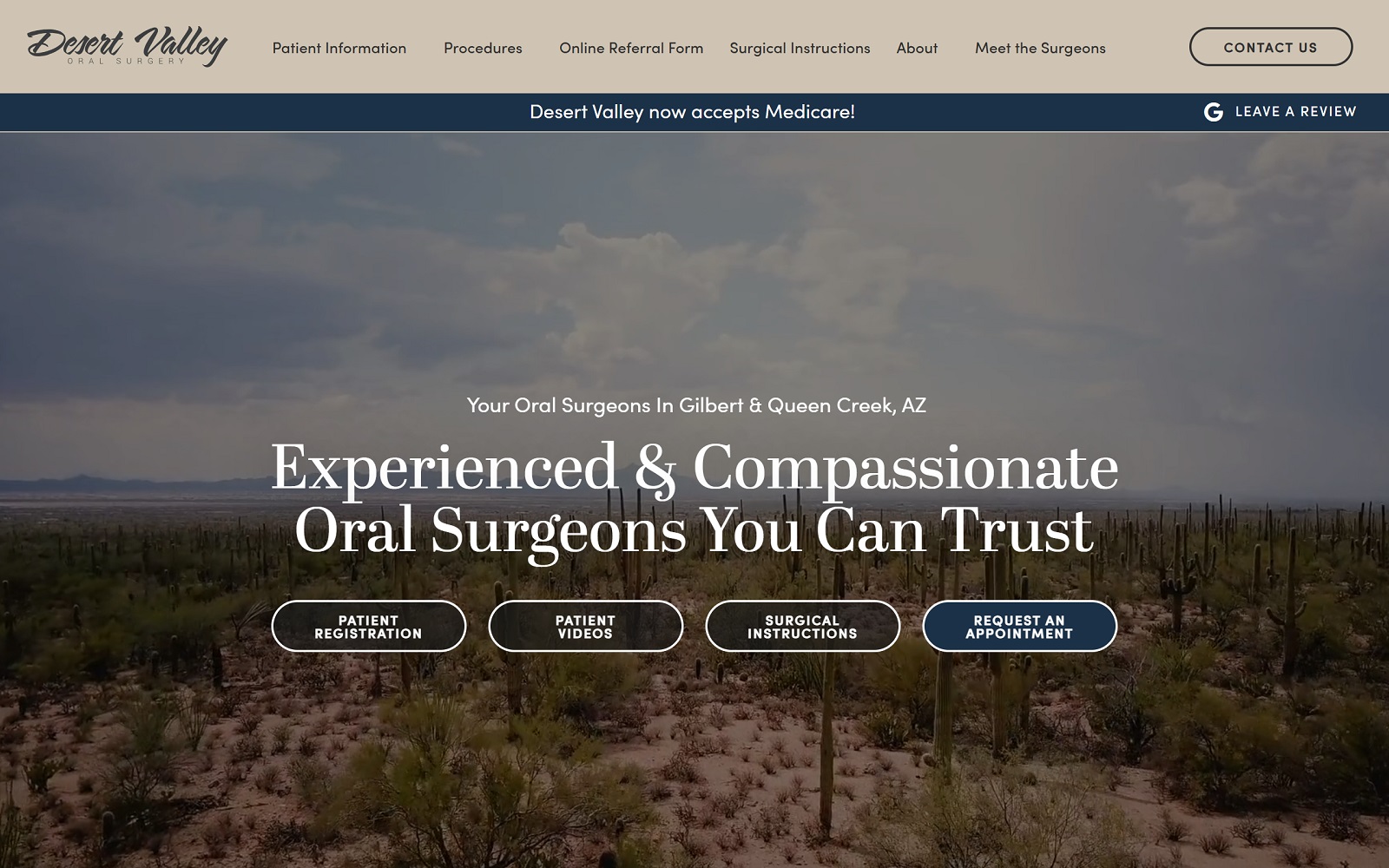 desertvalleyoralsurgery.com screenshot
