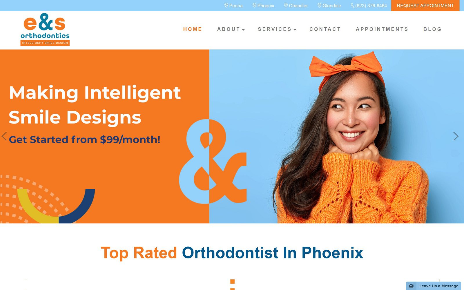 The Screenshot of E&S Orthodontics in Phoenix, AZ Website