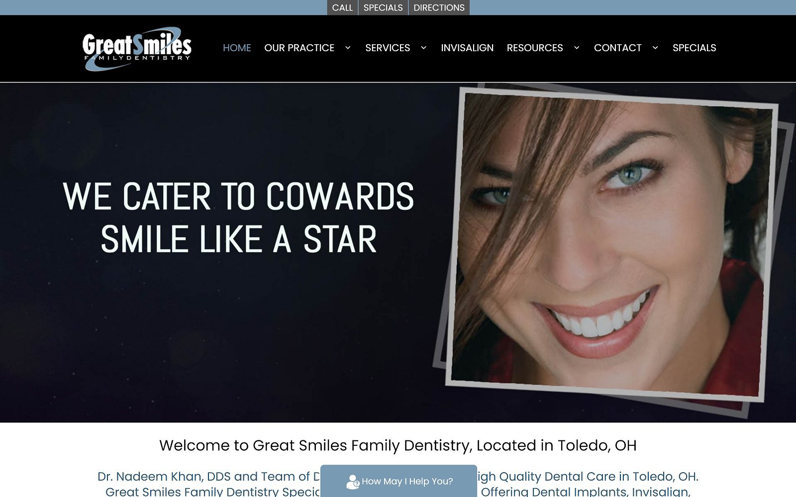 The Screenshot of Great Smiles Family Dentistry Dr. Nadeem Khan Website