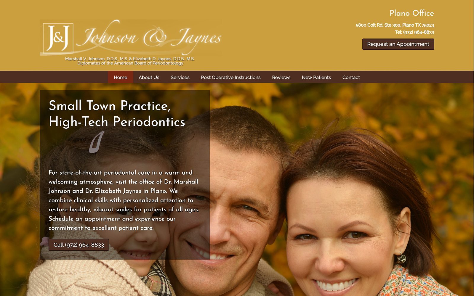 The Screenshot of Dr. Marshall V. Johnson, DDS Website