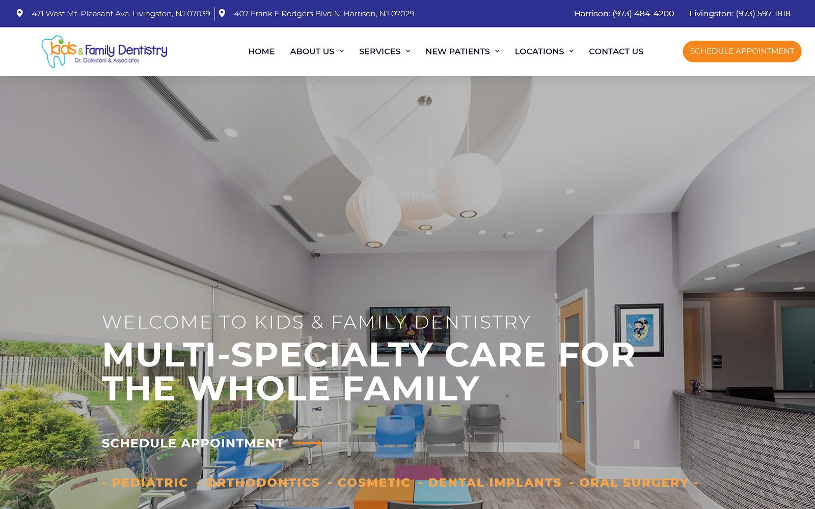 The Screenshot of Kids & Family Dentistry of Harrison Website