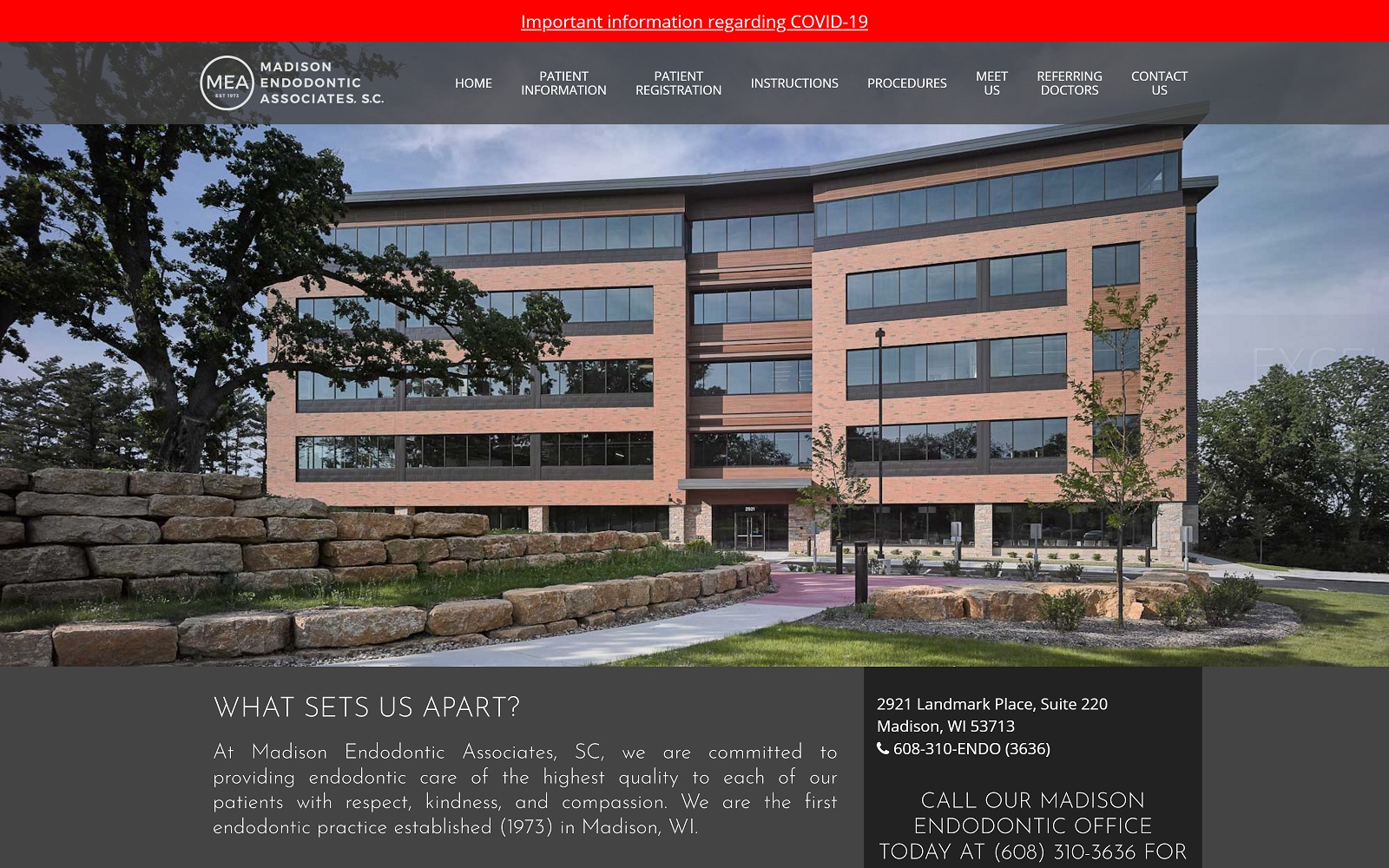The Screenshot of Madison Endodontic Associates, S.C. Website