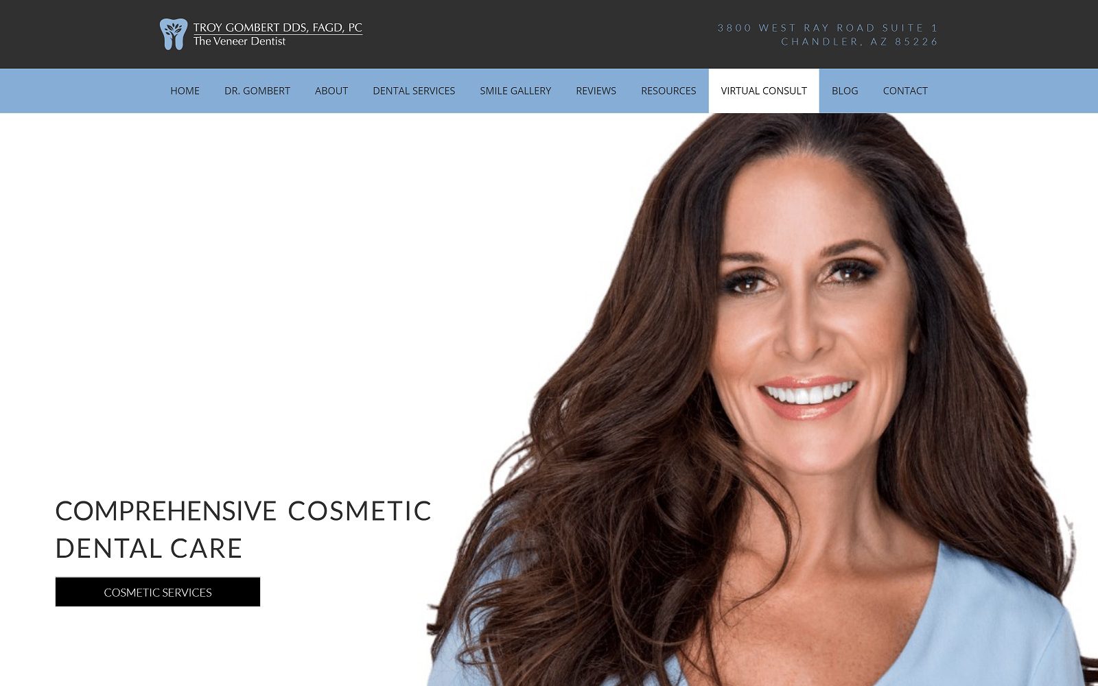 The Screenshot of Dr. Troy Gombert Website