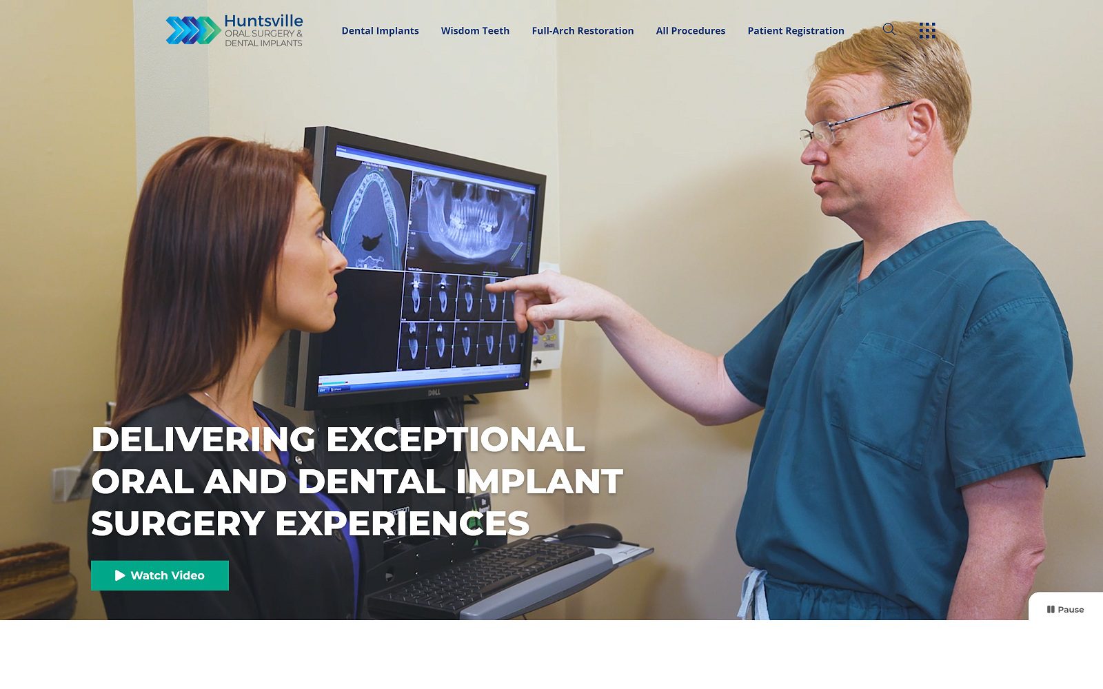 Huntsville Oral Surgery & Dental Implants website homepage screenshot (oralsurgeryhuntsville.com)