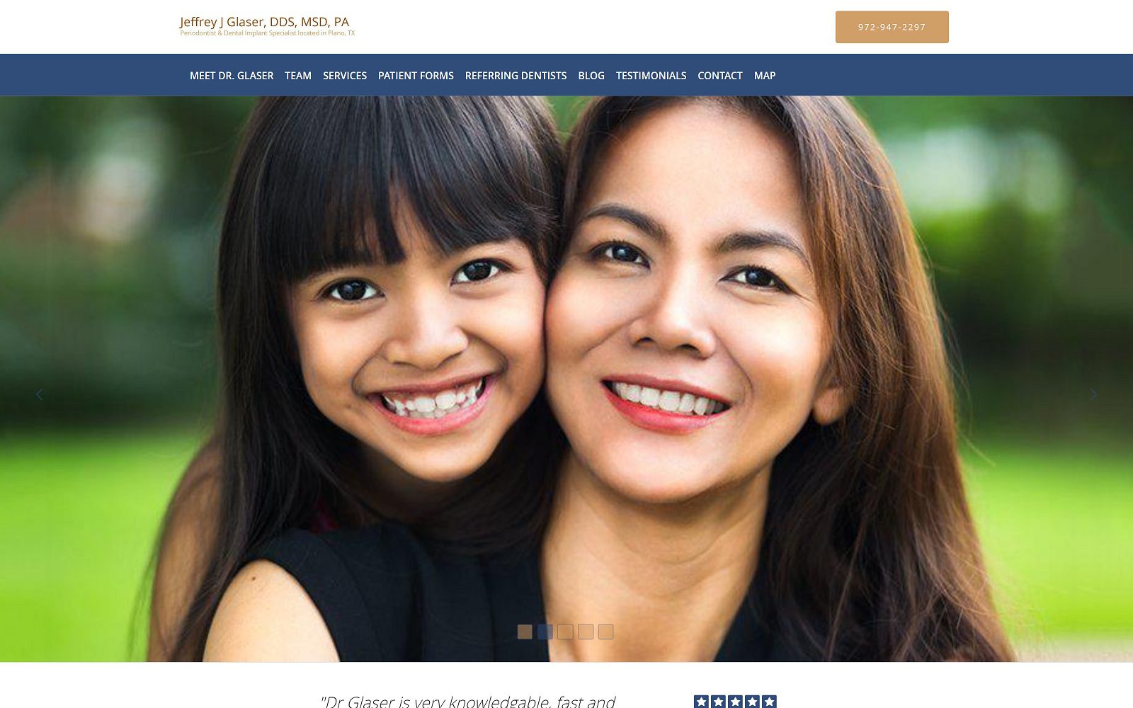 The Screenshot of Jeffrey J. Glaser, DDS, MSD, PA Website