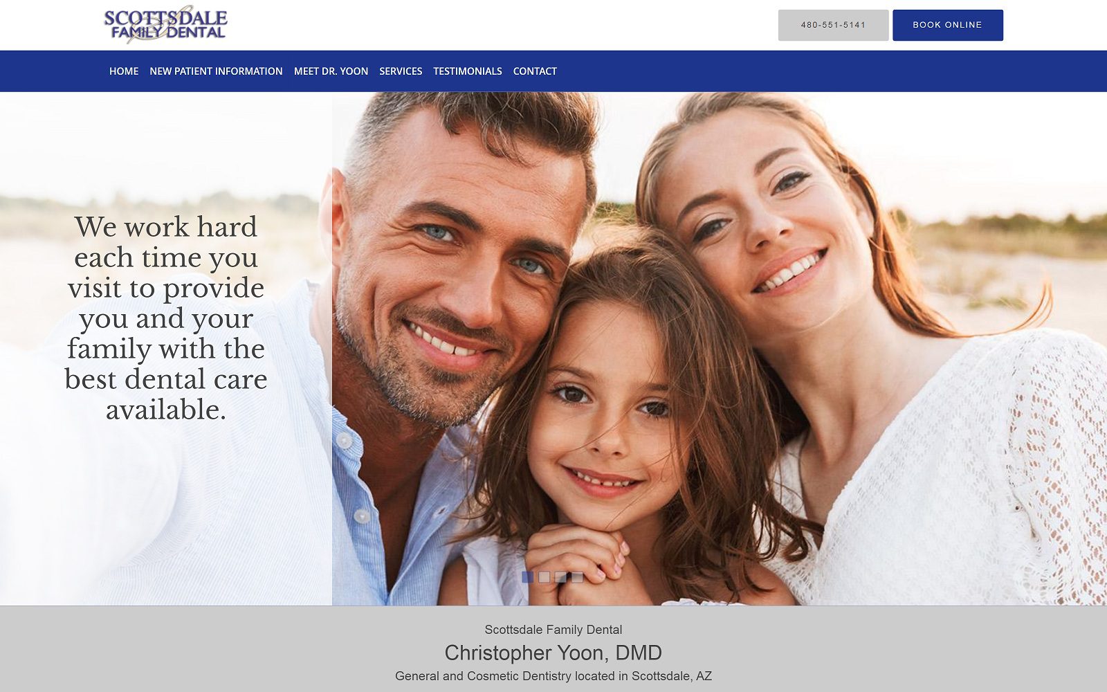 The Screenshot of Scottsdale Family Dental Dr. Christopher Yoon Website