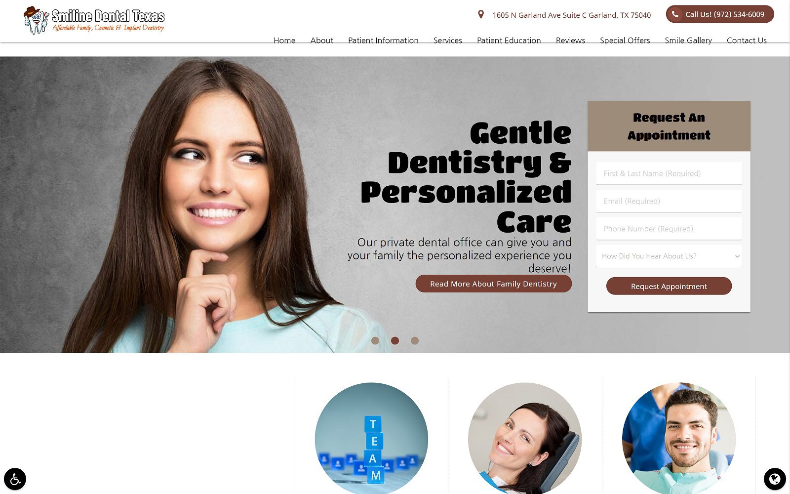 The Screenshot of Smiline Dental Texas Website
