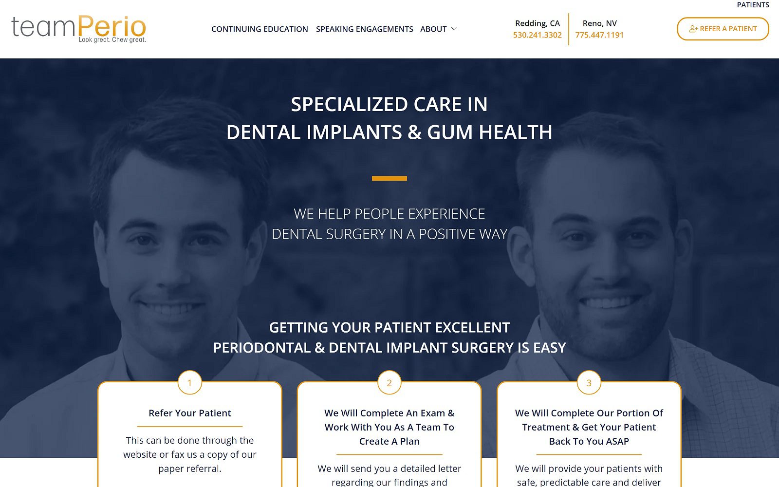 The Screenshot of Team Perio Dr. Eric Blasingame Website