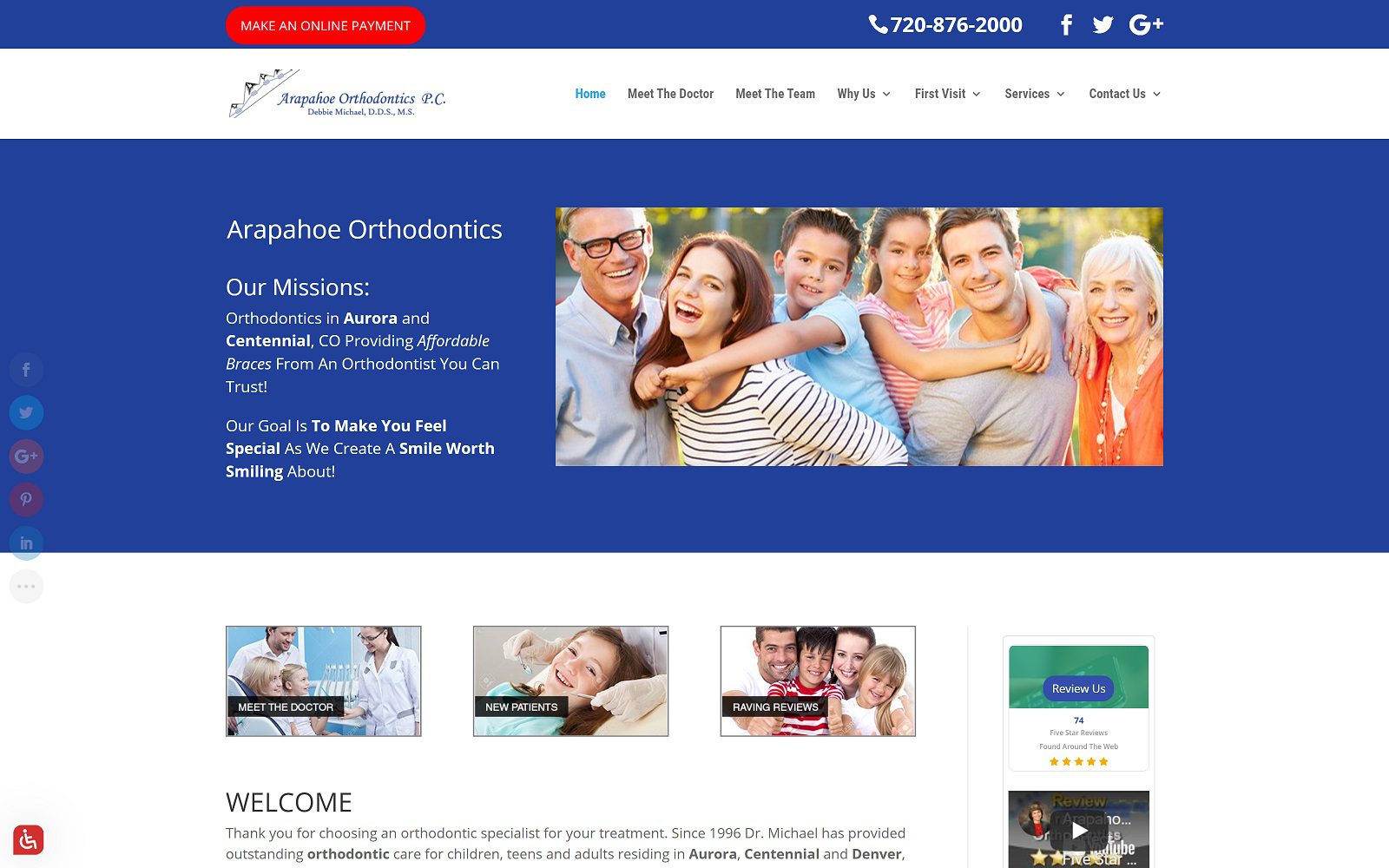 The Screenshot of Arapahoe Orthodontics P.C.: Deborah J Michael, DDS, MS Website