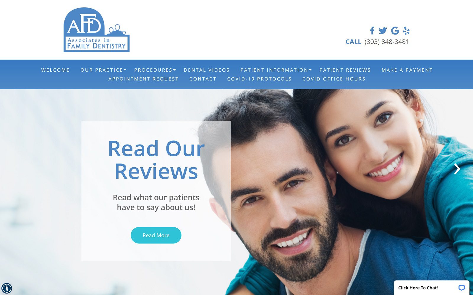 The Screenshot of Associates In Family Dentistry Website