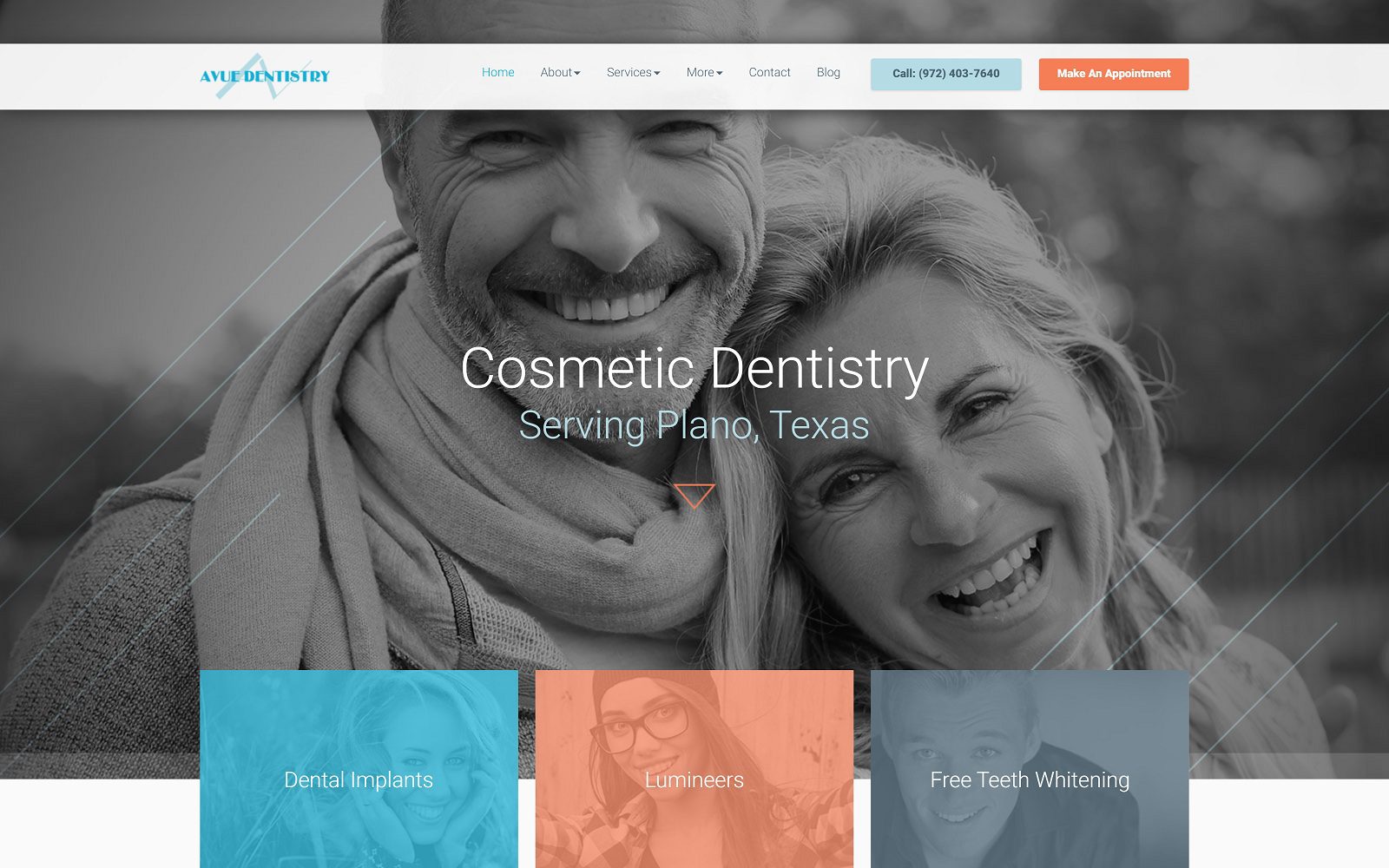 The Screenshot of Avue Cosmetics Dentistry Website