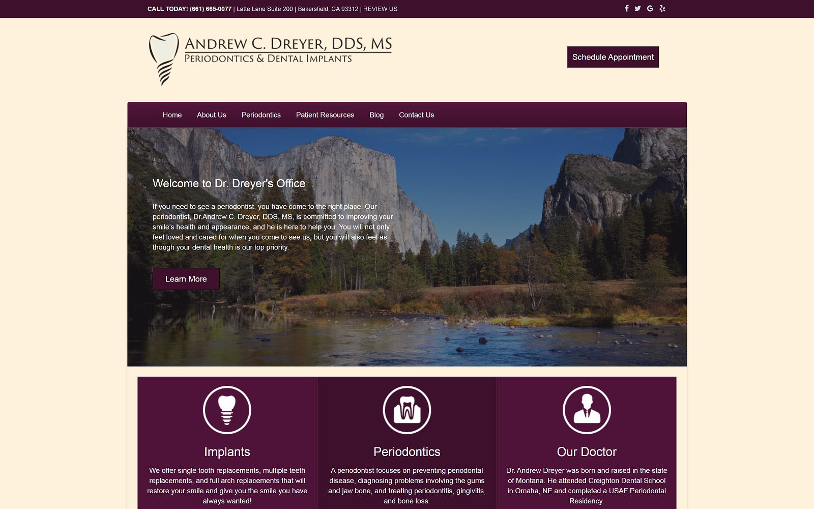 The Screenshot of Andrew C. Dreyer, DDS, MS Website