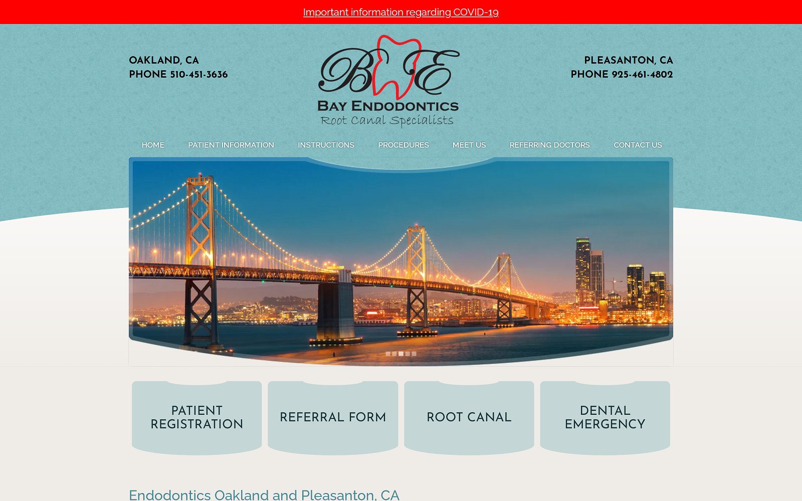 The Screenshot of Bay Endodontics - Root Canal Specialists Dr. Phuong Quang Website