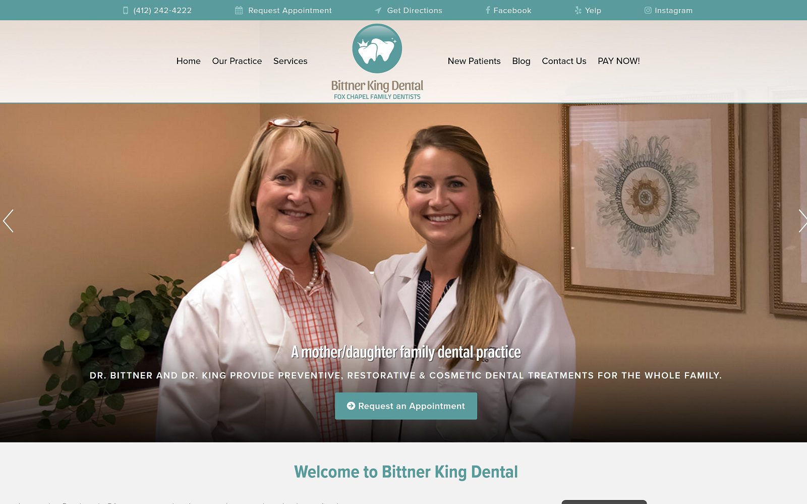 The Screenshot of Bittner King Dental - Fox Chapel Family Dentists Website