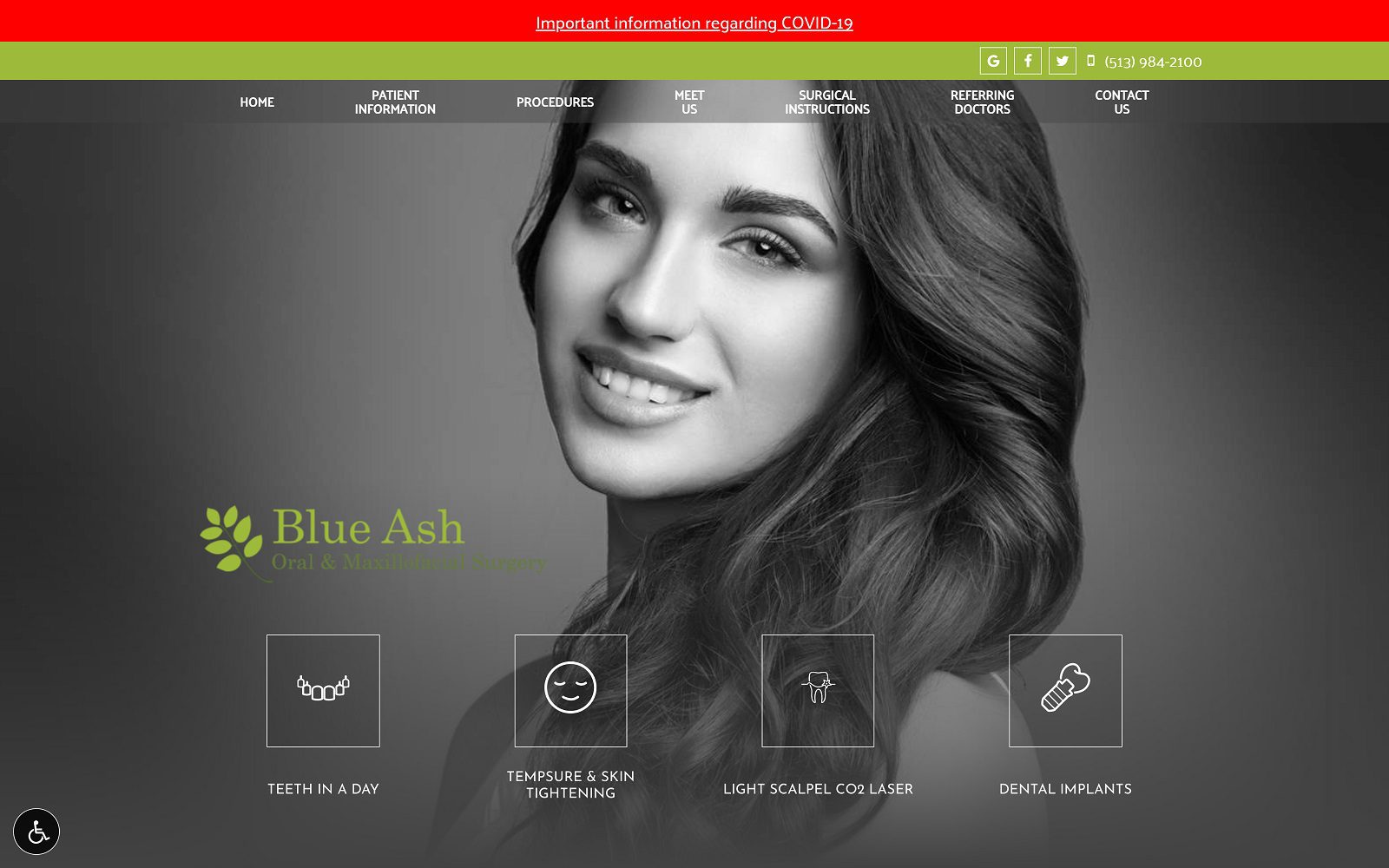 The Screenshot of Blue Ash Oral & Maxillofacial Surgery: Randall D. Stastny, DMD Website