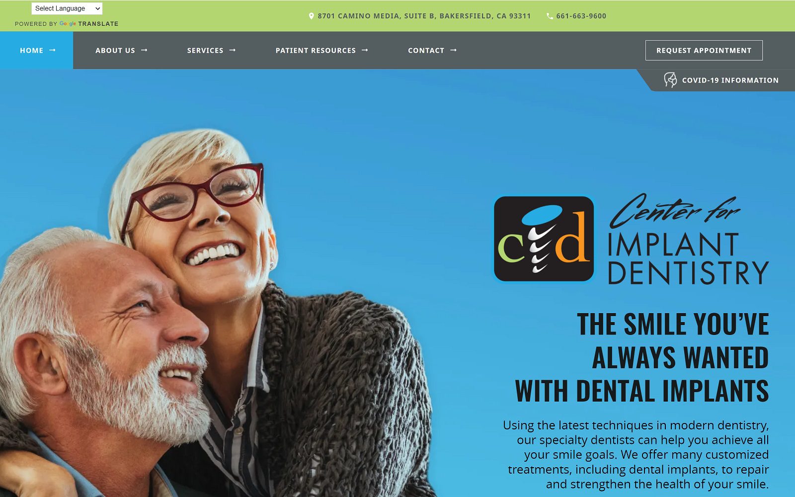 The Screenshot of Center for Implant Dentistry Website