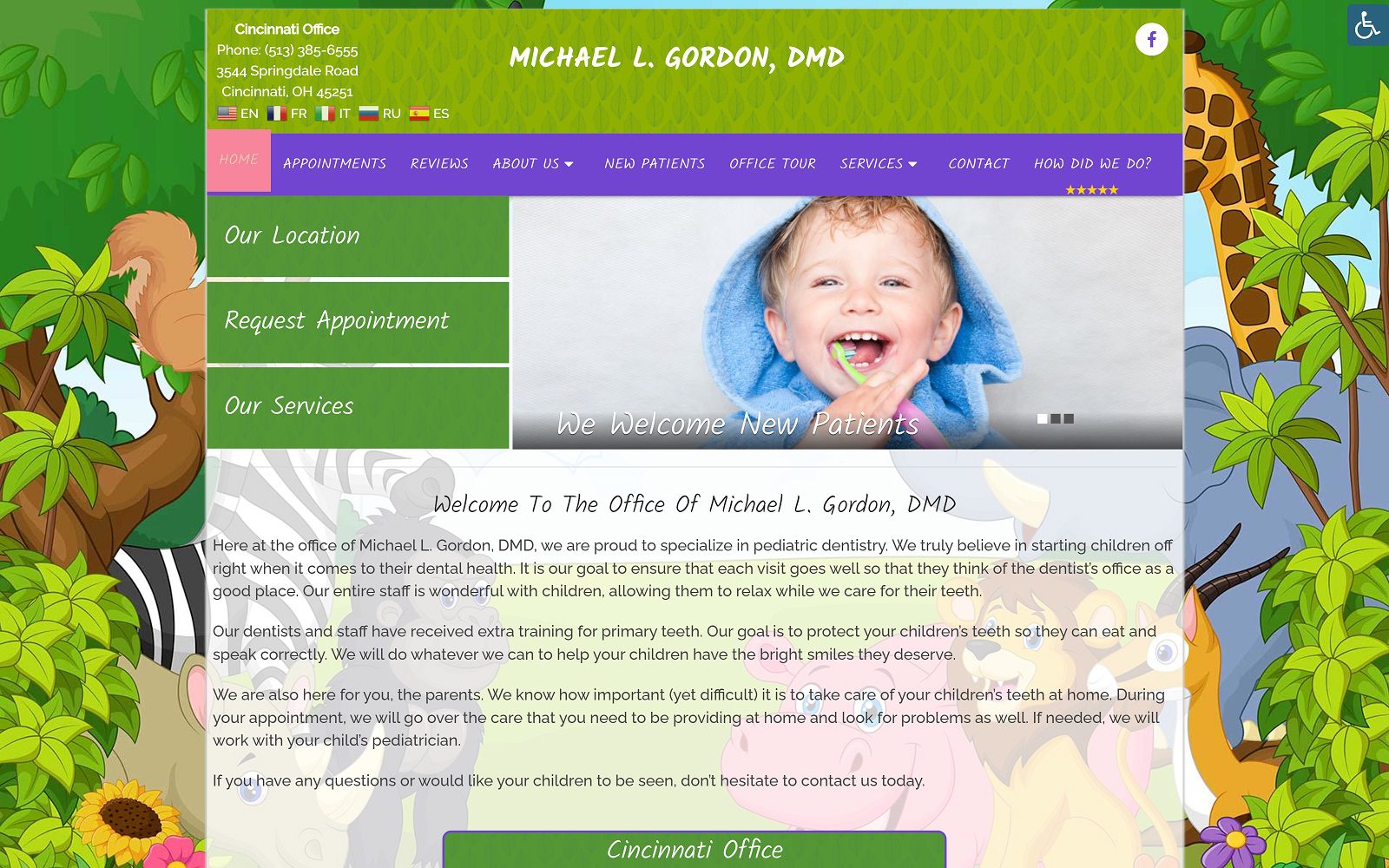 The screenshot of Michael L. Gordon, D.M.D. Website