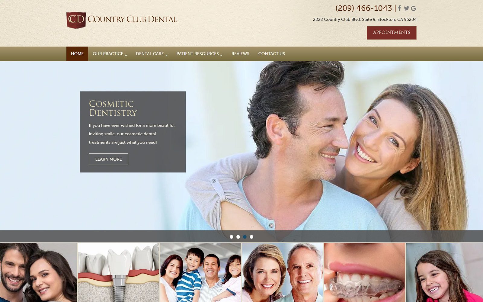 The Screenshot of Country Club Dental Stockton Dr. Lavanya Gill Website