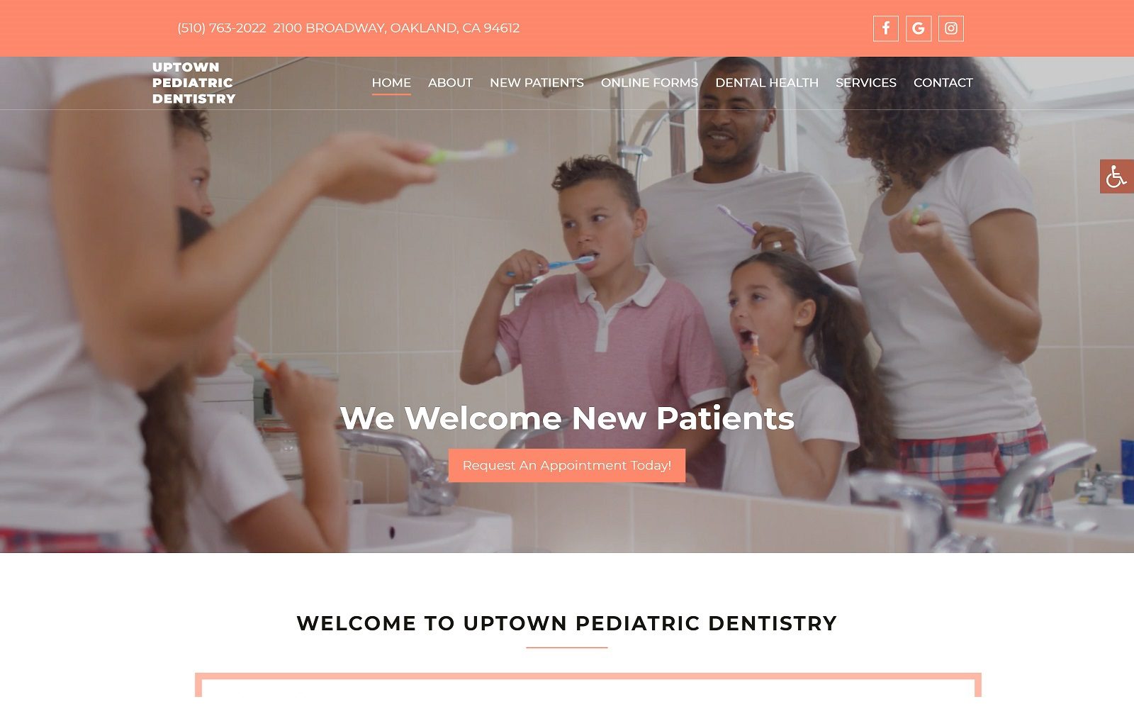 The Screenshot of Uptown Pediatric Dentistry, Denise Bass Allen, DDS, INC Website
